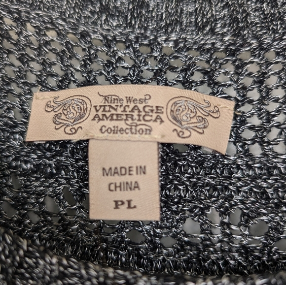 Nine West Vintage America Open Crochet 3/4 Sleeve Sweater PL (Petite Large) Grey - Picture 4 of 9